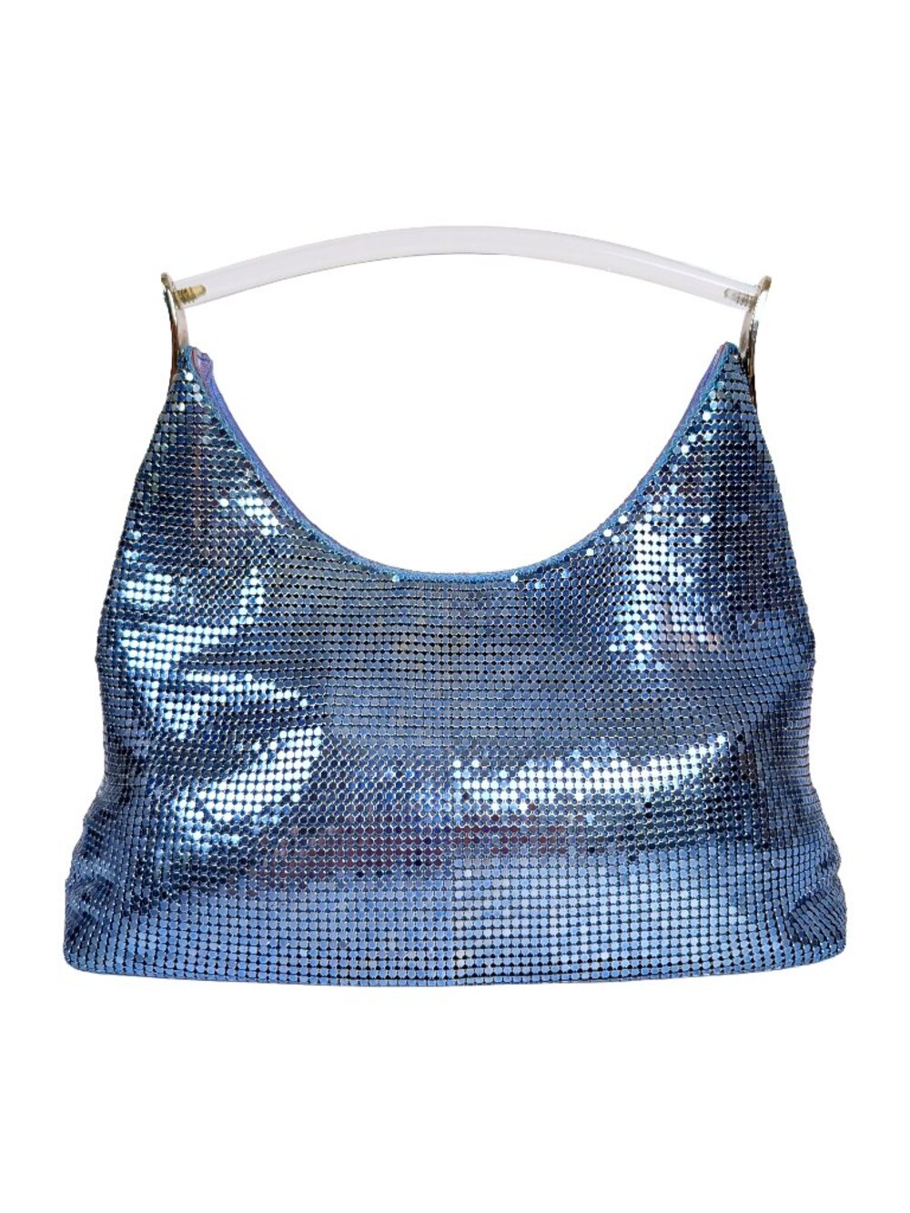Whiting & Davis Metallic Chainmail Mesh Evening Handbag Clutch Blue